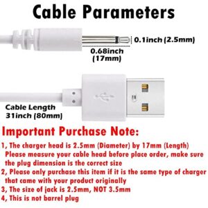 BATSOEASY 2 Pack 2.7ft Replacement DC Charging Cable, USB to DC 2.5mm Fast Charger Cord Adapter - 2.5mm (This is NOT Barrel Jack)