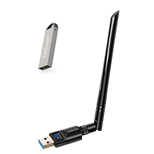 USB WiFi Wireless Adapter for PC 1200Mbps QGOO USB 3.0 WiFi Dongle 802.11 ac Network Adapter with Dual Band 2.4GHz/300Mbps 5GHz/866Mbps 5dBi High Gain Antenna for Desktop Laptop Windows 11/10/8.1/8/8