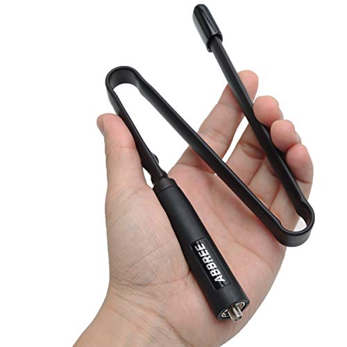 ABBREE SMA-Female Dual Band VHF/UHF 18.8-inch 144/430MHz High Gain Soft Whip Foldable CS Tactical Antenna for Baofeng UV-5R UV-82 BF-F8HP GMRS Radio Ham Two Way Radio