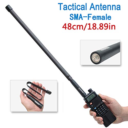 ABBREE SMA-Female Dual Band VHF/UHF 18.8-inch 144/430MHz High Gain Soft Whip Foldable CS Tactical Antenna for Baofeng UV-5R UV-82 BF-F8HP GMRS Radio Ham Two Way Radio