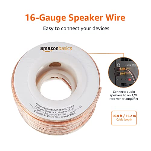 Amazon Basics 16-Gauge Speaker Wire Cable, 50 Feet