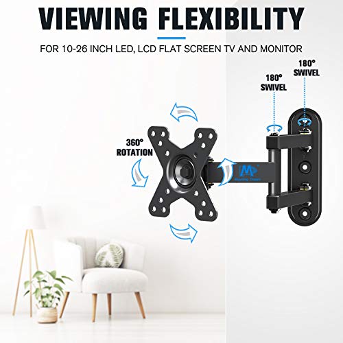 Mounting Dream UL Listed Full Motion Monitor Wall Mount TV Bracket for 10-26 Inch LED, LCD Flat Screen TV and Monitor, TV Mount with Swivel Articulating Arm, Up to VESA 100x100mm and 33LBS MD2463