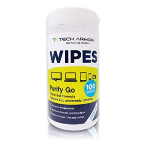tech armor cleaning wipes – screen cleaning wipes for tv screen cleaner, computer screen cleaner, for laptop, phone, ipad – computer cleaning kit electronic cleaner – 100 wipes