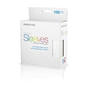 memorex 01961 cd/dvd paper sleeves (white, 100 pack)
