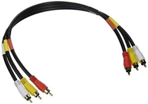 monoprice video cable – 1.5 feet – black | triple rca stereo video dubbing composite cable, gold plated connectors