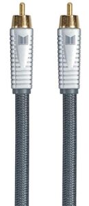 monolith rca cable – silver – 3 feet chord, 24k gold plated connectors, al foil, ofc copper braided shield