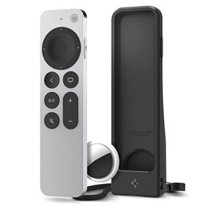 Spigen Silicone Fit Designed for Apple TV 4K 2021/2022 Siri Remote Anti-Slip Shockproof Case Compatible with AirTag - Black
