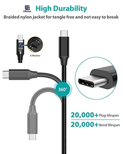 USB C to USB C Cable, 3.2 Gen 2 USB-C Cable 10ft - 4K UHD 20Gbps USB C Cable 100W PD Fast Charging Cable for Thunderbolt 3, Oculus Quest, MacBook Pro, iPad Pro, Galaxy S20, Nylon Braided, Black.