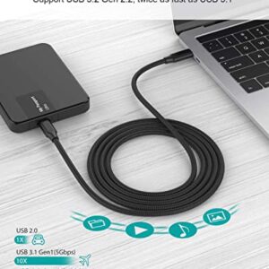 USB C to USB C Cable, 3.2 Gen 2 USB-C Cable 10ft - 4K UHD 20Gbps USB C Cable 100W PD Fast Charging Cable for Thunderbolt 3, Oculus Quest, MacBook Pro, iPad Pro, Galaxy S20, Nylon Braided, Black.