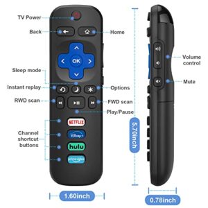 LOUTOC Replacement RC280 RC282 Compatible with TCL-Roku-TV-Remote, Universal TV Remote for Roku Hisense, Onn, Sharp, Philips TVs with Netflix, Disney Hulu, Primevideo Buttons