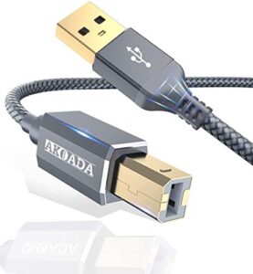 akoada usb 2.0 printer cable 15ft, usb type a male to b male printer scanner cord high speed compatible with hp, canon, dell, epson, lexmark, xerox, samsung and more
