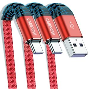 usb a to type c cable, cabepow [2pack] 10ft extra long fast charging 10 feet usb type c cord for samsung galaxy a10/a20/a51/s10/s9/s8, 10 foot type c charger premium nylon braided usb cable -red