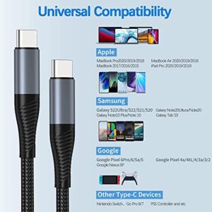 Deegotech USB C to USB C Cable 10ft, 2-Pack 100W 5A Nylon Braided Type C Charger Fast Charging for MacBook, Type C to Type C Cable Compatible with iPad Pro, MacBook Pro/Air, Galaxy S22+ S21 S20