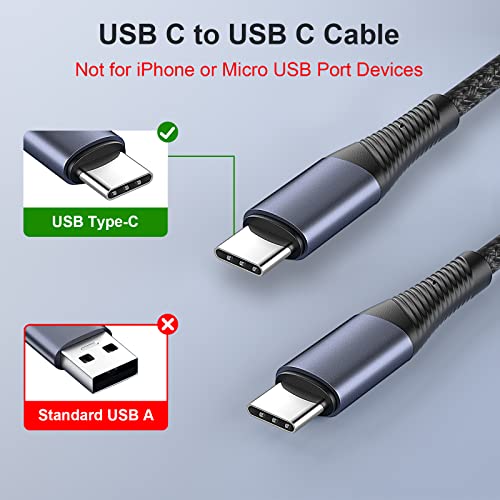 Deegotech USB C to USB C Cable 10ft, 2-Pack 100W 5A Nylon Braided Type C Charger Fast Charging for MacBook, Type C to Type C Cable Compatible with iPad Pro, MacBook Pro/Air, Galaxy S22+ S21 S20