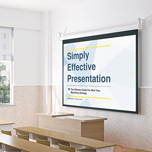 WALI Universal Projector Screen Ceiling Mount, Wall Hanging Mount L-Brackets, 6 inch Adjustable Extension with Hook Kit, Perfect Projector Screen Placement Hold up to 66 lbs (PSM001-W), White
