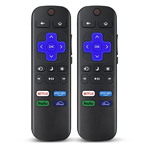 (Pack of 2) Remote Control Replaced for Roku TV,Compatible for TCL Roku/Hisense Roku/Sharp Roku/Onn Roku/Insignia Roku ect,with Netflix Disney+/Hulu/Prime Video Buttons【Not for Roku Stick and Box】