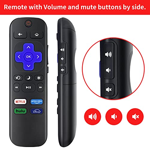 (Pack of 2) Remote Control Replaced for Roku TV,Compatible for TCL Roku/Hisense Roku/Sharp Roku/Onn Roku/Insignia Roku ect,with Netflix Disney+/Hulu/Prime Video Buttons【Not for Roku Stick and Box】