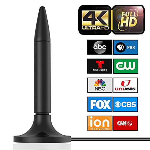 TV Antenna, 2023 Newest HDTV Indoor Digital TV Antenna 300 Miles Range with Amplifier Signal Booster 4K HD Free Local Channels Support All Television - 10ft High Performance Coax Cable