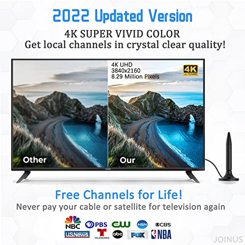 TV Antenna, 2023 Newest HDTV Indoor Digital TV Antenna 300 Miles Range with Amplifier Signal Booster 4K HD Free Local Channels Support All Television - 10ft High Performance Coax Cable