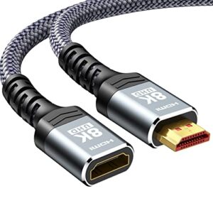 8k hdmi extender 3ft, highwings hdmi extension cable male to female adapter for tv, 4k@120hz 8k@60hz 2.1 ultra high speed 48gbps, compatible with roku/fire tv stick, ps5, ps4, uhd tv pc, blu-ray