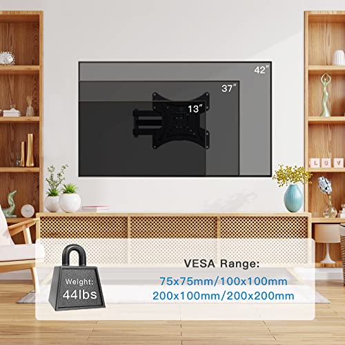 PERLESMITH TV Wall Mount for 13-42 Inch Flat or Curved TVs & Monitors, Full Motion TV Wall Mount with Articulating Arms Swivel Tilt Extends, Corner tv Bracket Max VESA 200x200 mm up to 44lbs, PSSFK1