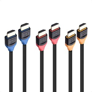 cable matters [ultra high speed hdmi certified] 3-pack 48gbps 8k hdmi cable 6.6 ft / 2m with 8k@60hz, 4k@240hz and hdr support for ps5, xbox series x/s, rtx3080/3090, rx 6800/6900, apple tv, and more