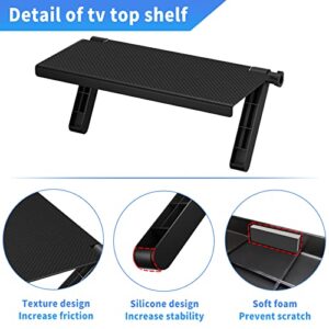 13-Inch Wide Platform Adjustable TV Top Shelf, Screen Top Shelf Mount, Monitor Top of TV Shelf Mounting Bracket for Streaming Devices, Cable Box, Router and Home Decor TV Top Storage Bracket- Black