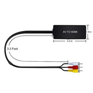 HDMI to AV Converter HDMI to RCA Composite Converter Adapter Compatible with Roku Stick Support PAL/NTSC, Support1080P (HDMI to AV Adapter)