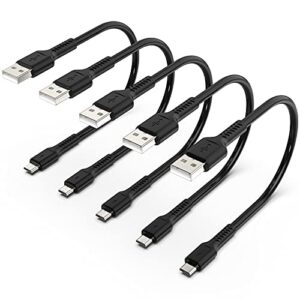 short micro usb cable 1ft [5 pack] usb 2.0 micro usb charging cable android charger cord for samsung galaxy s7 edge s6 j7 note 5 lg kindle sony ps4 tv stick smartphones (black)