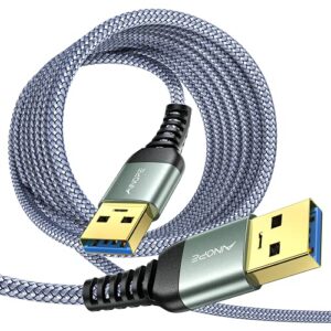 ainope 10ft usb 3.0 a to a male cable,usb 3.0 to usb 3.0 cable [never rupture] usb male to male cable double end usb cord compatible with hard drive enclosures, dvd player, laptop cool-grey