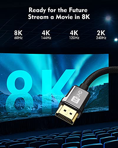 8K HDMI ARC/eARC Cable 2.1 for Soundbar 6ft, Silkland 8K@60Hz, 4K@120Hz High Speed HDMI Cord for Gaming, 48Gbps, HDR10, HDCP 2.2&2.3 Compatible for Vizio Samsung Bose Sound bar, UHD TV, Blu-ray