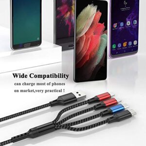 murnowy Multi Charging Cable 3A (2Pack 5FT) Nylon Braided Universal 4 in 1 Multiple Ports Devices USB Fast Charger Cord with Type C/Micro USB Connectors for Phones Tablets and More