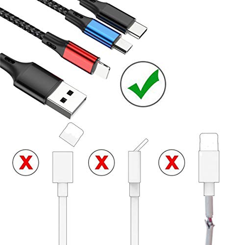 murnowy Multi Charging Cable 3A (2Pack 5FT) Nylon Braided Universal 4 in 1 Multiple Ports Devices USB Fast Charger Cord with Type C/Micro USB Connectors for Phones Tablets and More