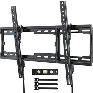 pipishell tilt tv wall mount for most 26-75 inch flat or curved tvs up to 132 lbs, wall mount tv bracket with tilt, low profile, max vesa 600x400mm, tv mount fits 8-24 inch wood studs, pilt5