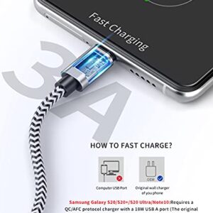 USB C Cable Fast Charging 3A 5-Pack (3.3/6.6/10FT) Nylon Braided USB Type C Cable Fast Charging Cord Compatible Samsung Galaxy S10 S9 S8 S20 Plus A51 A11,Note 10 9 8,Moto Z Z3,LG G7 G8,USB C Charger