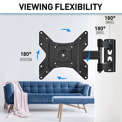 MOUNTUP UL Listed TV Monitor Wall Mount Swivel and Tilt for Most 14-42 Inch LED LCD Flat Curved TVs, Full Motion TV Wall Mount TV Bracket with Articulating Arm, Max VESA 200x200mm up to 33lbs, MU0029