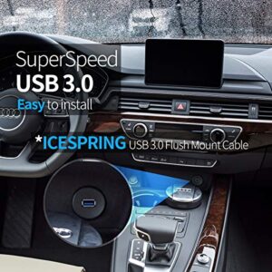 ICESPRING USB 3.0 Male to USB 3.0 Female AUX Flush Mount Car Mount Extension Cable for Car Truck Boat Motorcycle Dashboard Panel -(3 Feet - 1 Meter)