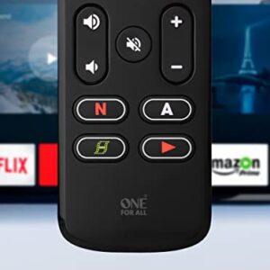 One For All Streamer Remote – Universal Remote Control for up to 3 Devices Infrared Controlled Streamer Boxes TVs and Sound bar – Learning Feature - Backlit Keys - Black – URC7935