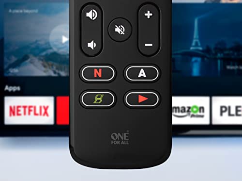 One For All Streamer Remote – Universal Remote Control for up to 3 Devices Infrared Controlled Streamer Boxes TVs and Sound bar – Learning Feature - Backlit Keys - Black – URC7935