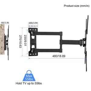 Suptek TV Wall Mount Swivel and Tilt Full Motion for Most 23 to 55 inch TV Mount up to 55lbs max VESA 400x400mm (A1+)
