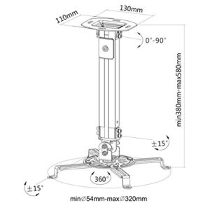 VIVO Universal Extending Ceiling Projector Mount, Height Adjustable Projection, White, MOUNT-VP02W