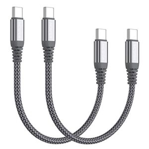 short usb c to usb c 60w cable(2 pack 0.5ft),usb type c fast charging nylon braided cord compatible with android samsung galaxy s23/s22/s21/s21+/s20+ ultra, note 20/10 ultra, air 2020, ipad pro,google