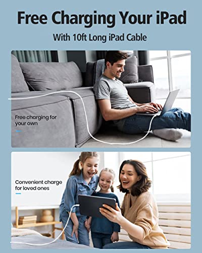 10FT iPad Charger Cord, 20W USB C Fast Charger with Long Charging Cable for iPad Pro 12.9 6th/5th/4th/3rd, 11 inch 4th/3rd/2nd/1st, iPad 10th Generation, iPad Air 5th/4th Generation, iPad Mini 6