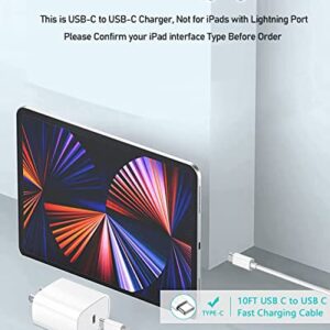 10FT iPad Charger Cord, 20W USB C Fast Charger with Long Charging Cable for iPad Pro 12.9 6th/5th/4th/3rd, 11 inch 4th/3rd/2nd/1st, iPad 10th Generation, iPad Air 5th/4th Generation, iPad Mini 6