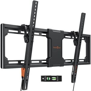 perlegear tilt tv wall mount for most 37-75 inch tvs up to 132 lbs, low profile tilting tv mount wall bracket for flat or curved tvs, fits 24”/18”/16” studs, max vesa 600x400mm, ul-listed, pglt2