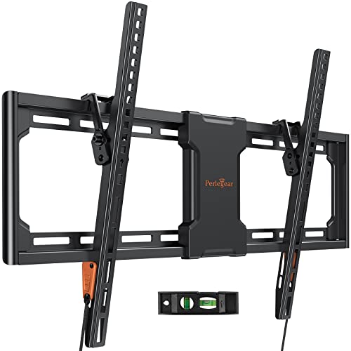 Perlegear Tilt TV Wall Mount for Most 37-75 inch TVs up to 132 lbs, Low Profile Tilting TV Mount Wall Bracket for Flat or Curved TVs, Fits 24”/18”/16” Studs, Max VESA 600x400mm, UL-Listed, PGLT2