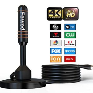 HD Digital TV Antenna Small Indoor Outdoor Antennas Includes Magnetic Base and 360° Reception Support Smart 4K 1080P Fire TV and All Older TV's HDTV Television for Free Local Channels -10ft Coax Cable