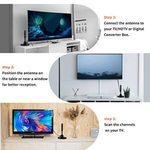 HD Digital TV Antenna Small Indoor Outdoor Antennas Includes Magnetic Base and 360° Reception Support Smart 4K 1080P Fire TV and All Older TV's HDTV Television for Free Local Channels -10ft Coax Cable