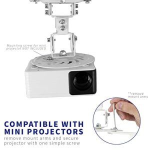 VIVO Universal Adjustable Ceiling Projector Mount for Regular and Mini Projectors with Extending Arms, White, MOUNT-VP01W