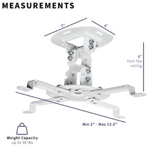 VIVO Universal Adjustable Ceiling Projector Mount for Regular and Mini Projectors with Extending Arms, White, MOUNT-VP01W